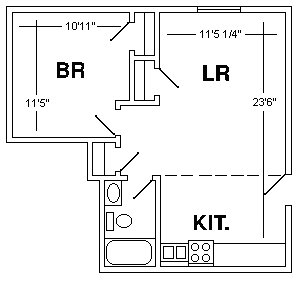 One (1) Bedroom Large floorplan