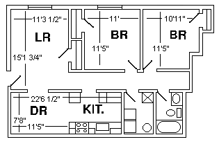 Two (2) Bedroom X-Large floorplan